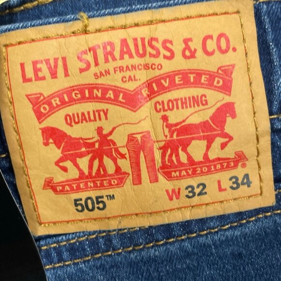 Levis 505 Regular Fit Mens Jeans Size 32x34 Stretch Denim Blue a1309 - Picture 3 of 5